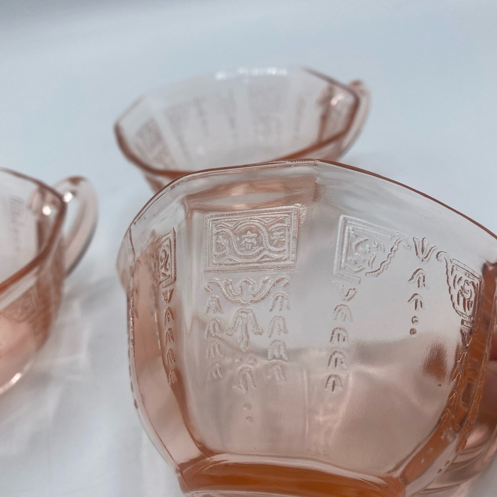 Vintage Pink Depression Glass Tea 3 Cups Princess Pattern by Anchor Hocking Co - Picture 2 of 6